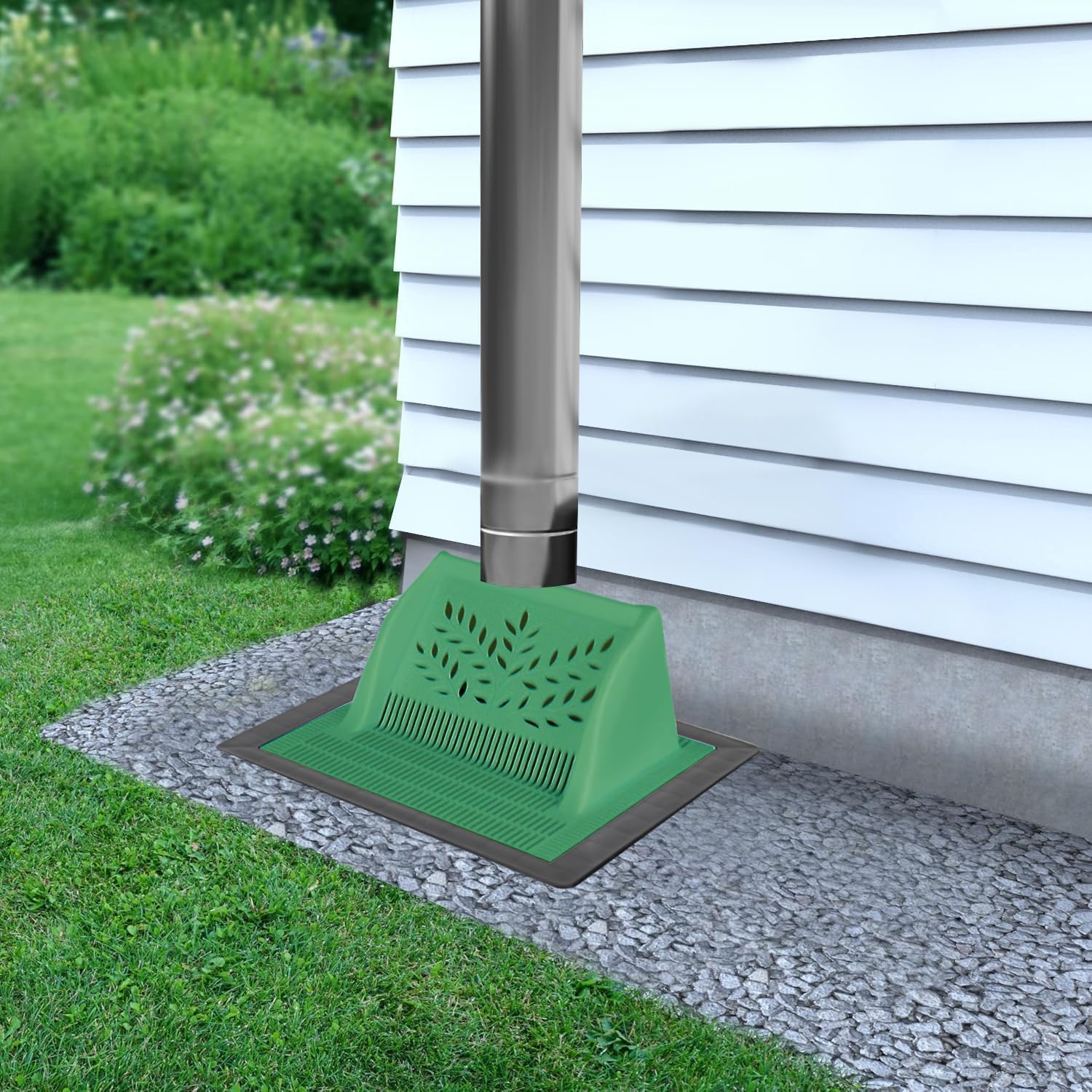 4 Outlet Catch Basin Kit 12X12 inch with Debris Basket and Downspout Grate,Fit for 4 Size(2, 3, 4 and 6)inch Pipe,Catch Basin for Drainage,Square rain water catching system,For Lawns, Landscaped Areas