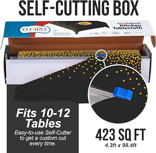 Miniatura 3 de Rollo de mantel de plástico negro con lunares dorados para bodas, aniversarios, cumpleaños, celebraciones, mantel para 12 mesas rectangulares de