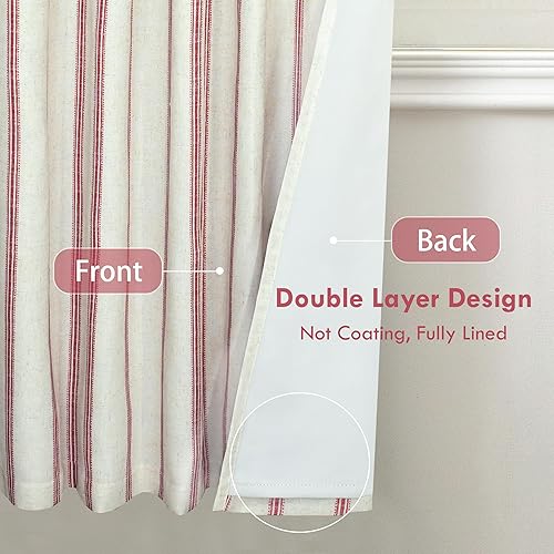 Vista 240 de DriftAway Cortinas opacas de mezcla de lino de 63 pulgadas de largo para dormitorio, cortinas de lino con estampado de rayas verticales, con Gris