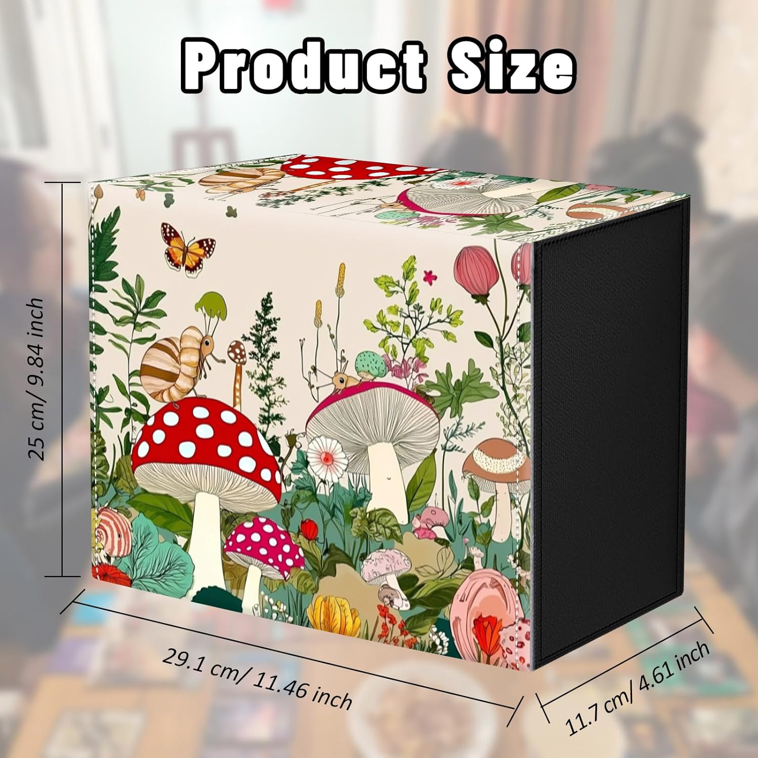 DEGDFSGR Card Game Storage Box for TCG MTG Commander Deck Box MTG Card Box Organizer Trading Card Case Magnetic Closure Creative Pattern Up to 2400 Cards, Snails Mushrooms Butterflies
