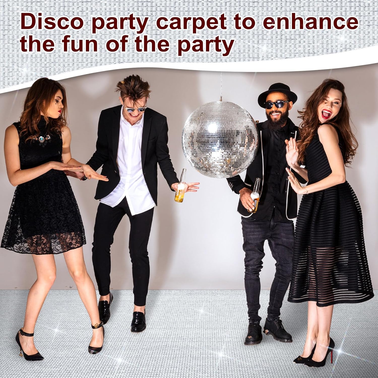 Tinideya Silver Carpet Runner, Red Carpet Style Aisle Runner for Wedding Graduation Party, 2.5 x 15 ft Thick Non Slip Runway Rug for Prom Event Decorations with Tape