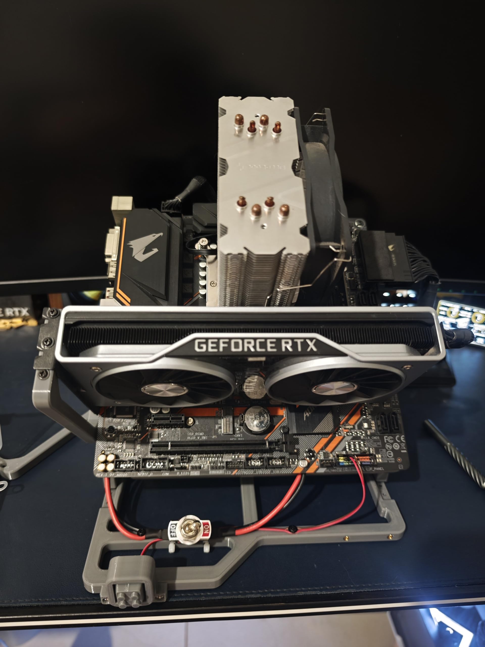 Banco de pruebas de PC al aire libre impreso en 3D, funda modular de marco abierto para placas base ATX, Micro-ATX, Mini-ITX, construcción de computadora y pruebas de hardware (gris)