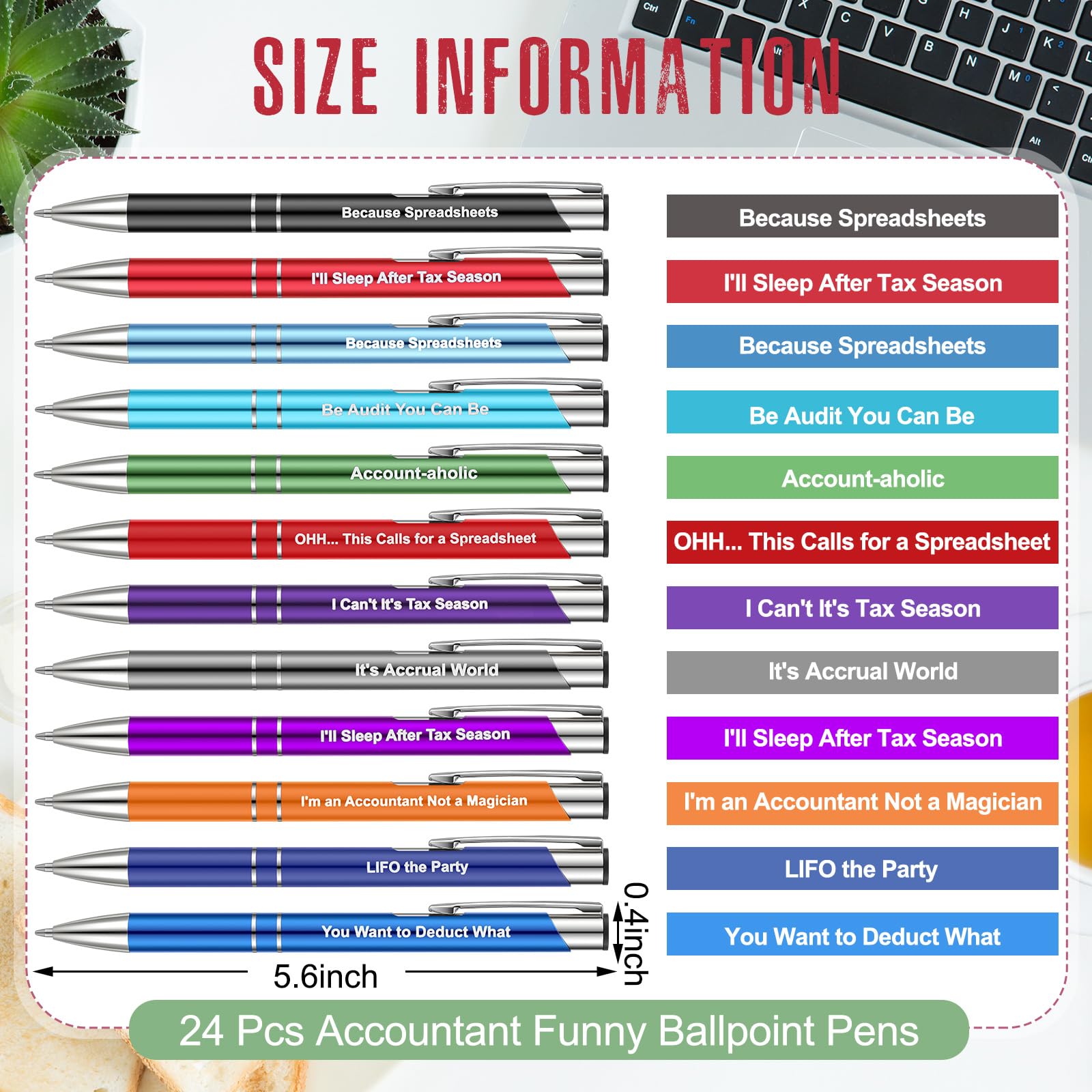 24 Pcs Funny Accountant Ballpoint Pens, Be Audit You Can Be Funny Accountant Gifts, Ballpoint Writing Pens Accounting Firm, Inspirational Gifts for Cpa Friends Women Coworkers Office Supply