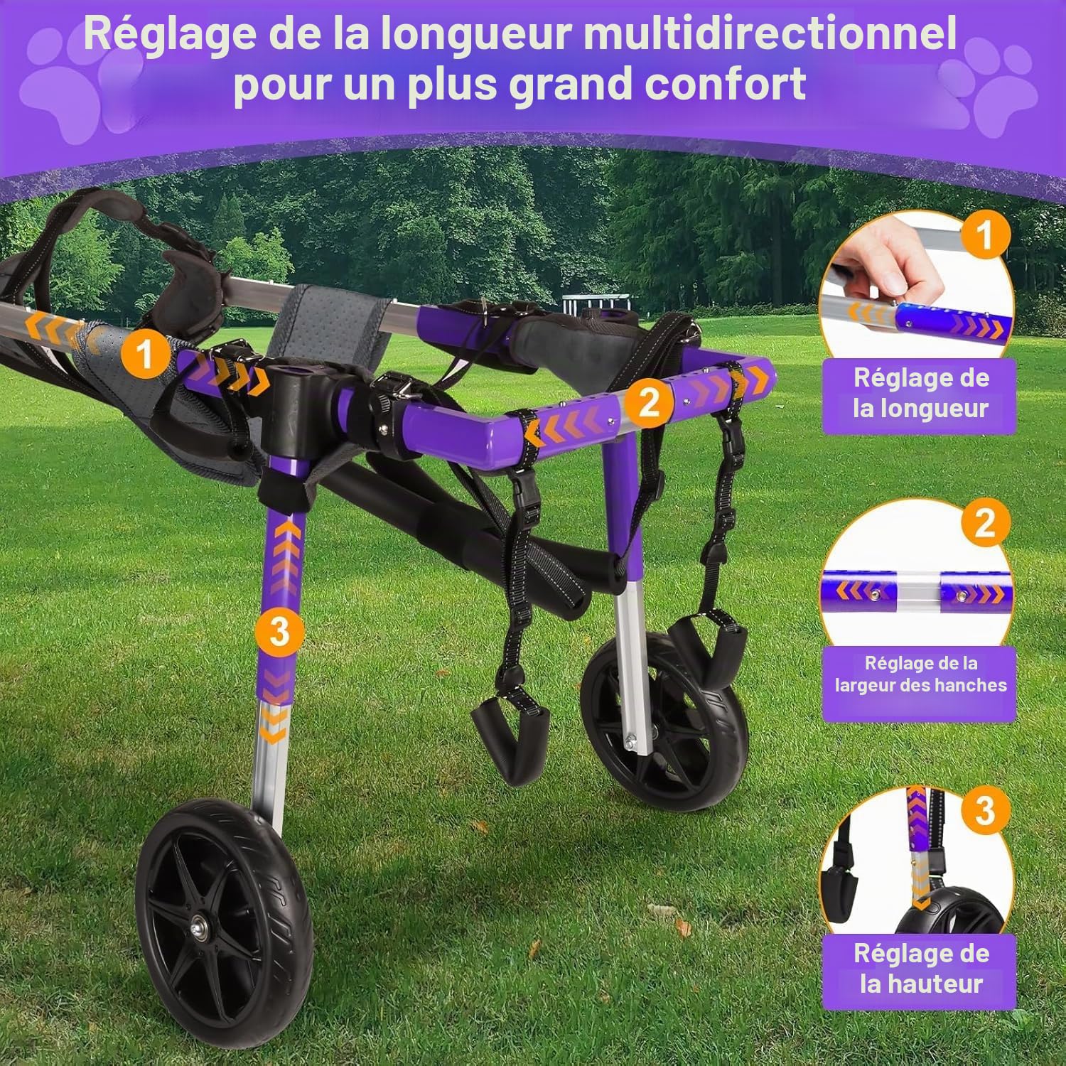 Fauteuil roulant pour chien pour pattes arrière - Fauteuil roulant pour chien