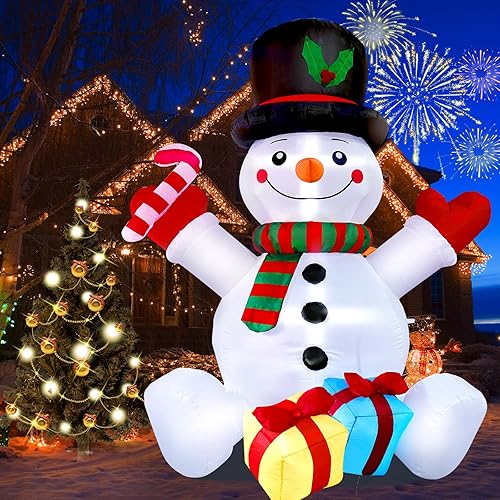 Vista 21 de Inflables de Navidad de 9.5 pies, decoraciones al aire libre, Papá Noel en trineo con 3 renos inflables de Navidad con luces LED integradas