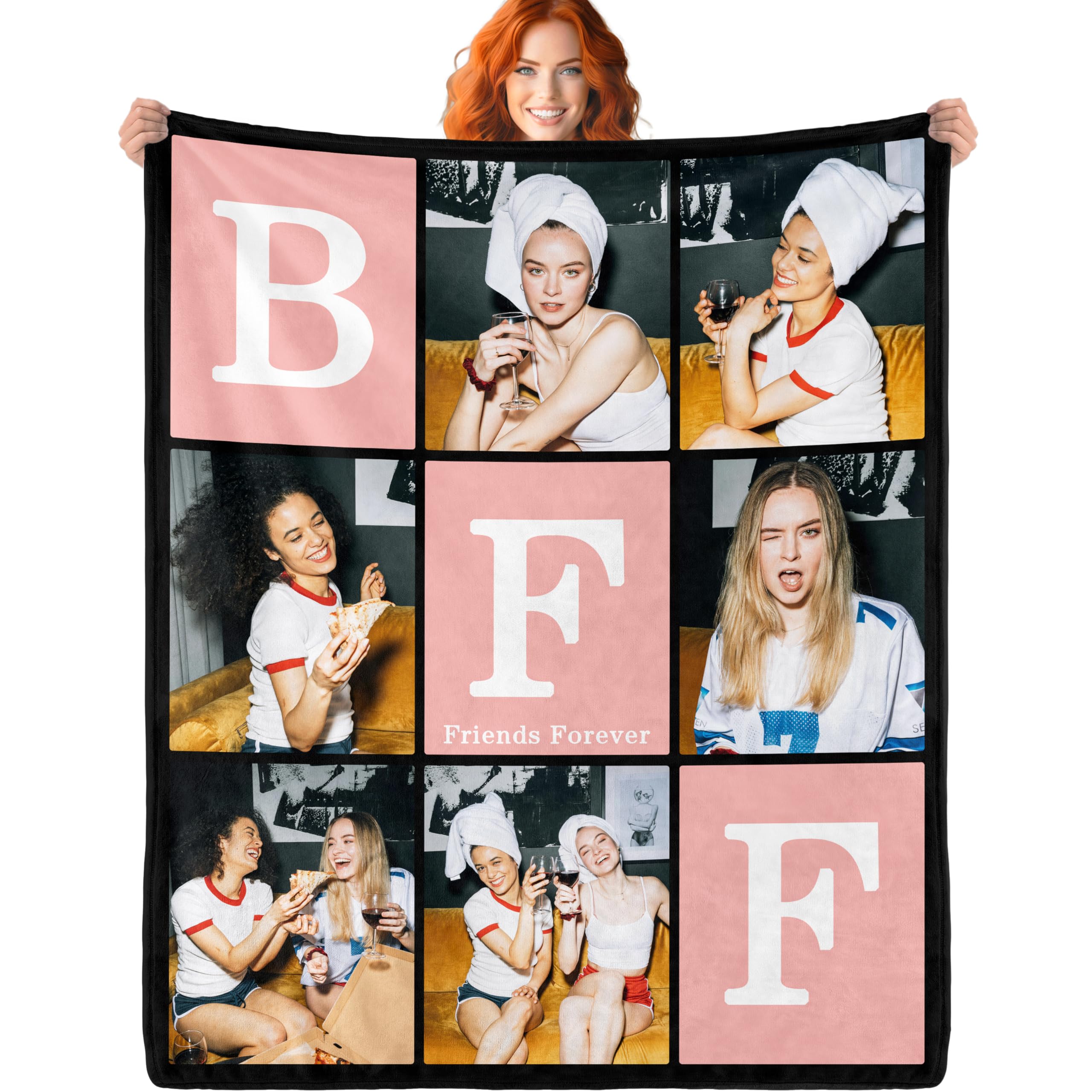 Ericat Photo - Friends Personalised Blanket With Photo Text Custom Blanket Customised Blanket Throws Customisable Blanket Picture Blankets Customized Valentines Day Gifts For Mom Dad Couple Girlfriend Boyfriend