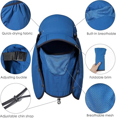 Miniatura 2 de GADIEMKENSD Sombrero de pesca plegable UPF 50+ 360 para exteriores