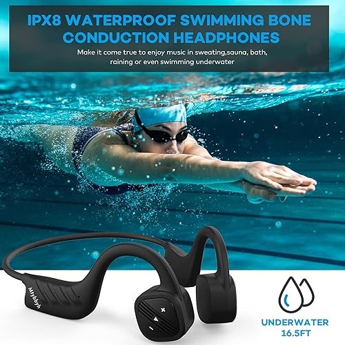 Miniatura 2 de Auriculares de natación, IPX8 impermeables de conducción ósea para nadar, auriculares inalámbricos Bluetooth de oreja abierta, para natación,