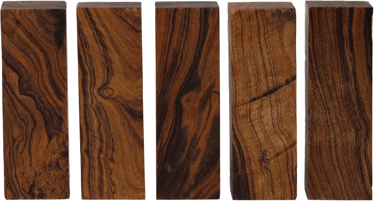 IECAP LLC Pack of 5 Hardwood Ironwood Blanks, Exotic Wood – Woodchucks Wood – Hardwood Lumber – Natural Wood for DIY Crafts – Size 5 1/8 x 1 3/4 x 1 1/4 inches