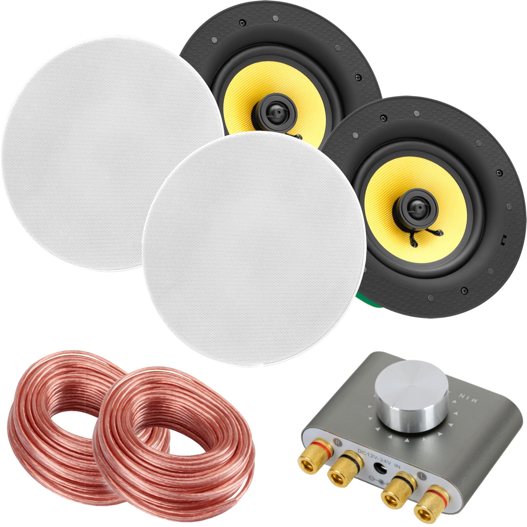 Pronomic CLS-540 WH zestaw głośników do zabudowy 2-drożny 160 W - głośnik sufitowy z Bluetooth i wzmacniaczem Hi-Fi - czysty dźwięk przestrzenny do salonu, gastronomii i wnętrz
