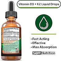 Vista 2 de SBR Nutrition D3+K2 y B12 Bundle Vitamina D3K2 (MK7) gotas líquidas, menta 1 oz Vitamina B-12 3000mcg gotas líquidas, 2 oz para adultos y niños
