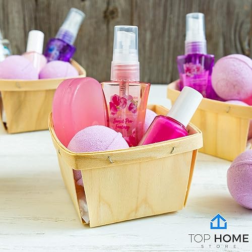 Miniatura 3 de Cestas de regalo de madera de una pinta (paquete de 25)  para recolección de frutas, arte, manualidades y decoración cajas de madera ventiladas de 4