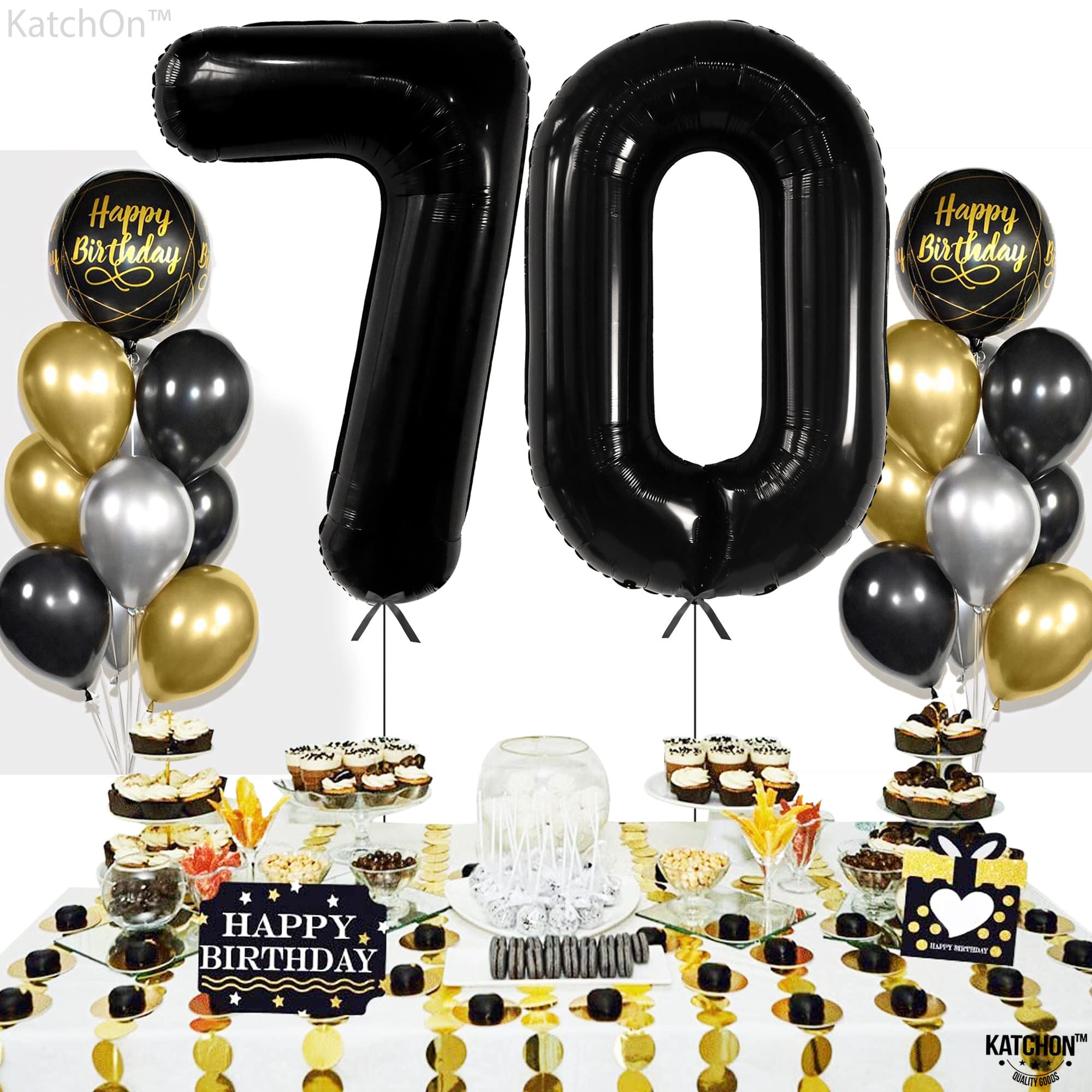 16" & 70" Gold Number Balloons – 70th Birthday Party Decor, Foil Balloon Set For Anniversaries 13 thumbnail image