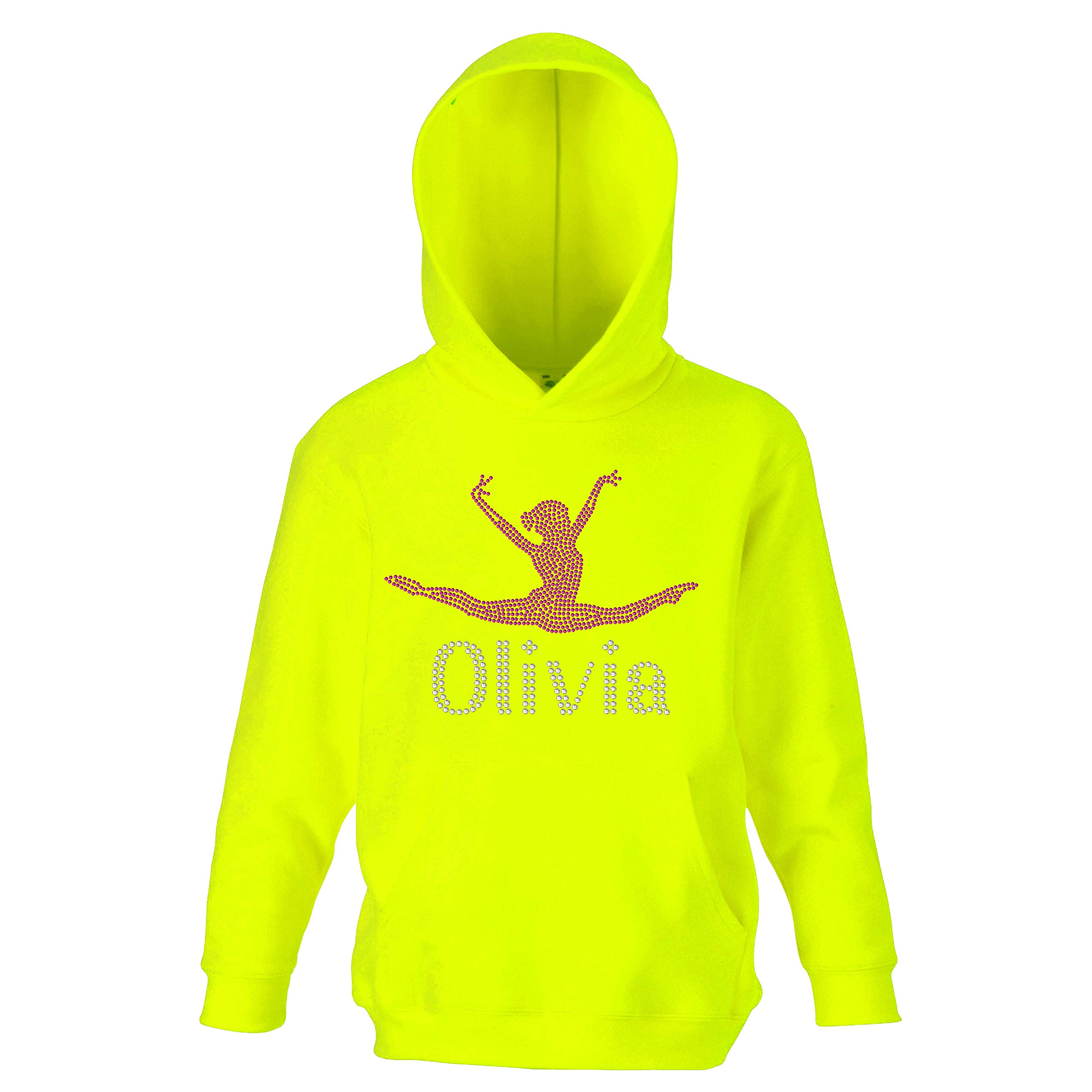 Varsany Felpa Con Cappuccio Personalizzata Per Bambina: Con Scritta Beam Girl E Strass, Nero 5-6 Anni