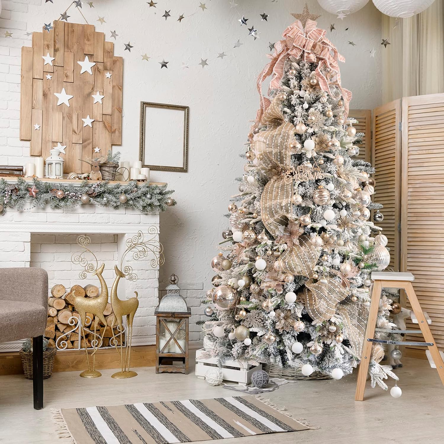 100ct Assorted Christmas Ball Ornaments Set,Shatterproof Seasonal Christmas Tree Decorations with Reusable Gift Package for Xmas Holiday Wedding Party and Home Decor (Champagne Gold)