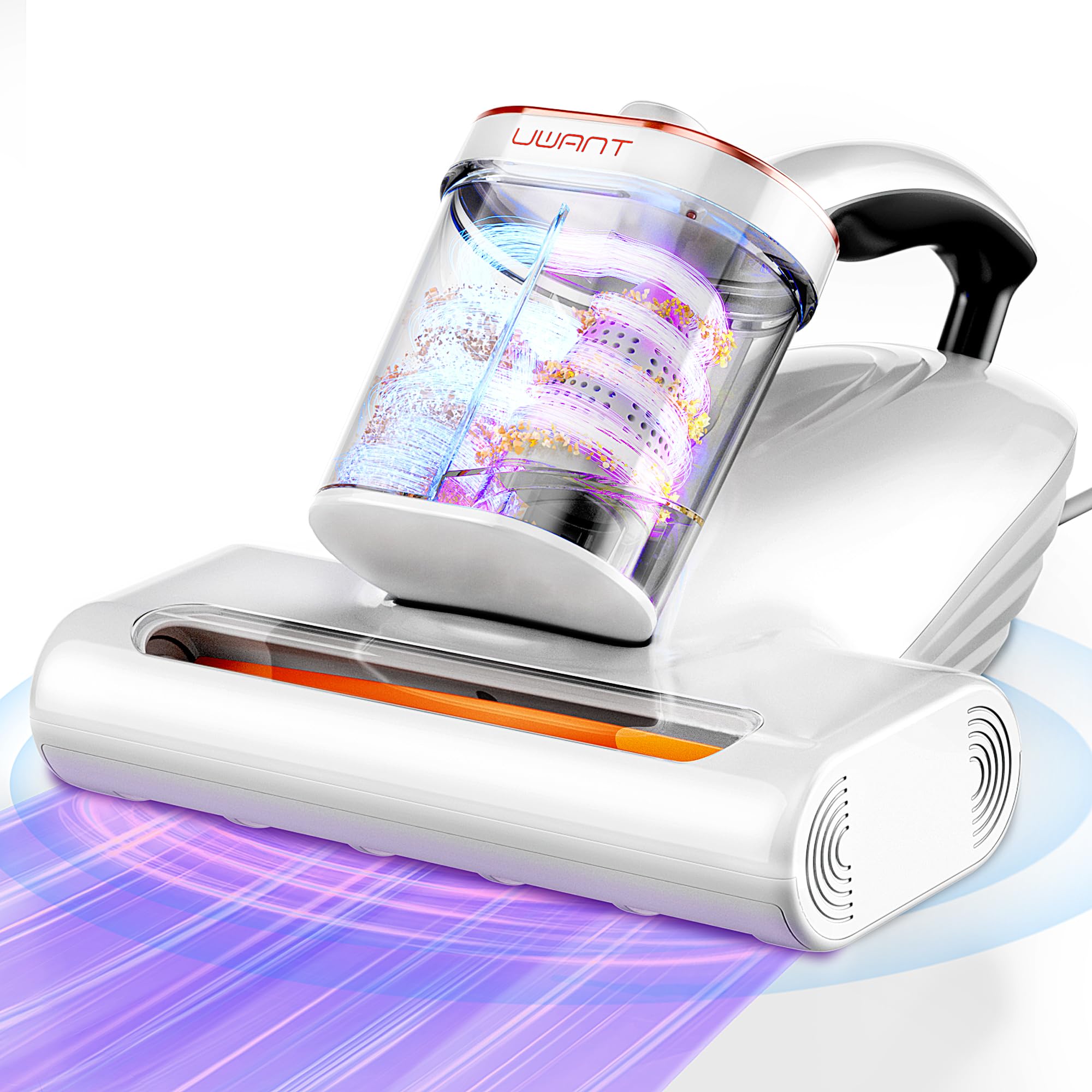 uwant Mattress Vacuum Cleaner with 16Kpa Suction Metal Roller 253.7nm UV-c Light 149℉ Heating Bed Vacuum HEPA Filter&Ultrasonic Mattress Vacuum