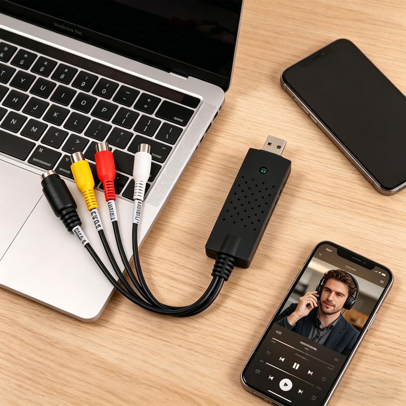 Convertitore VHS in Digitale, VHS to Digital Converter, USB 2.0 Video Grabber, Convertitore Analogico Digitale Acquisizione, per PC, Video, DVD, Windows XP 10/8/7