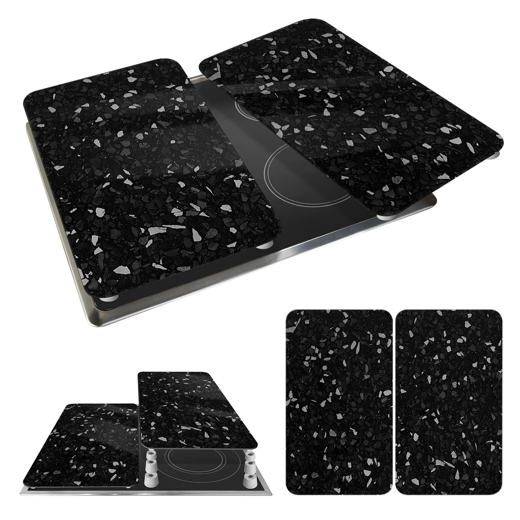 WENKO Placas protectoras para cocina Mod Azulejo, ajustable en altura para todo tipo de cocinas, tabla de cortar y protector contra salpicaduras, vidrio, 30 x 52 cm, juego de 2 — view 14