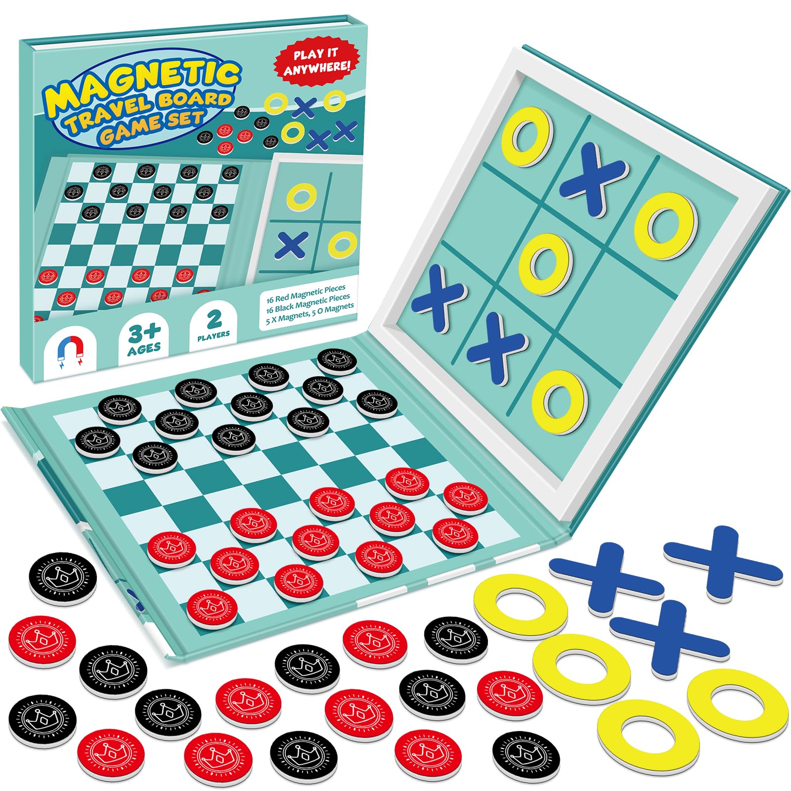 Torlam Magnetic Travel Games for Kids, Board Game Chess Party Camping Games Road Family Night Car Trip Games Activities for Kids and Adults