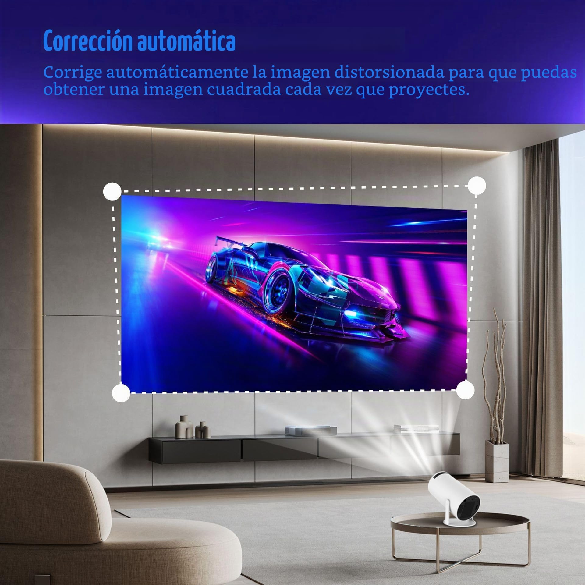 Mini proyector 4K compatible, videoproyector portátil WiFi 6 Bluetooth, proyector de vídeo con llave automática, 130 pulgadas, giro 180 grados, sistema operativo Android 11.0 (gris)