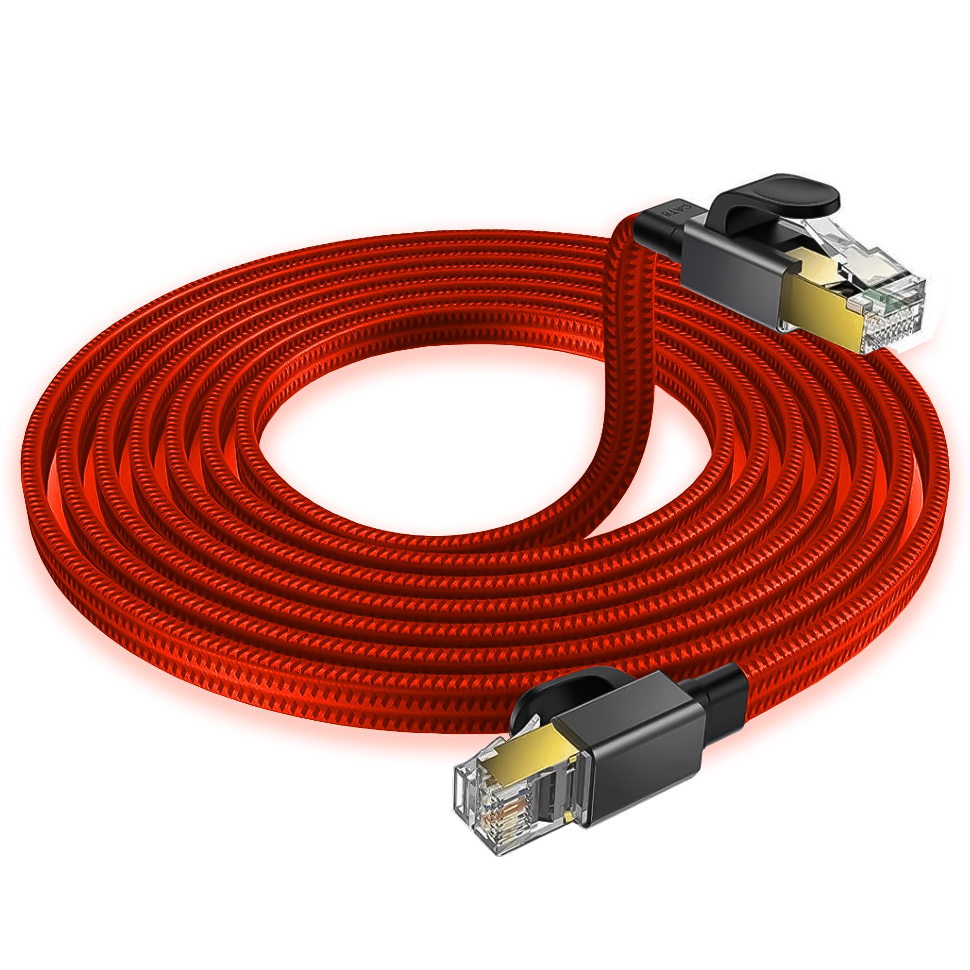 Reagle LAN Kabel Cat8 SFTP 40Gbps 2000MHz, flaches Nylongeflecht, vergoldete RJ45-Stecker – 2 m