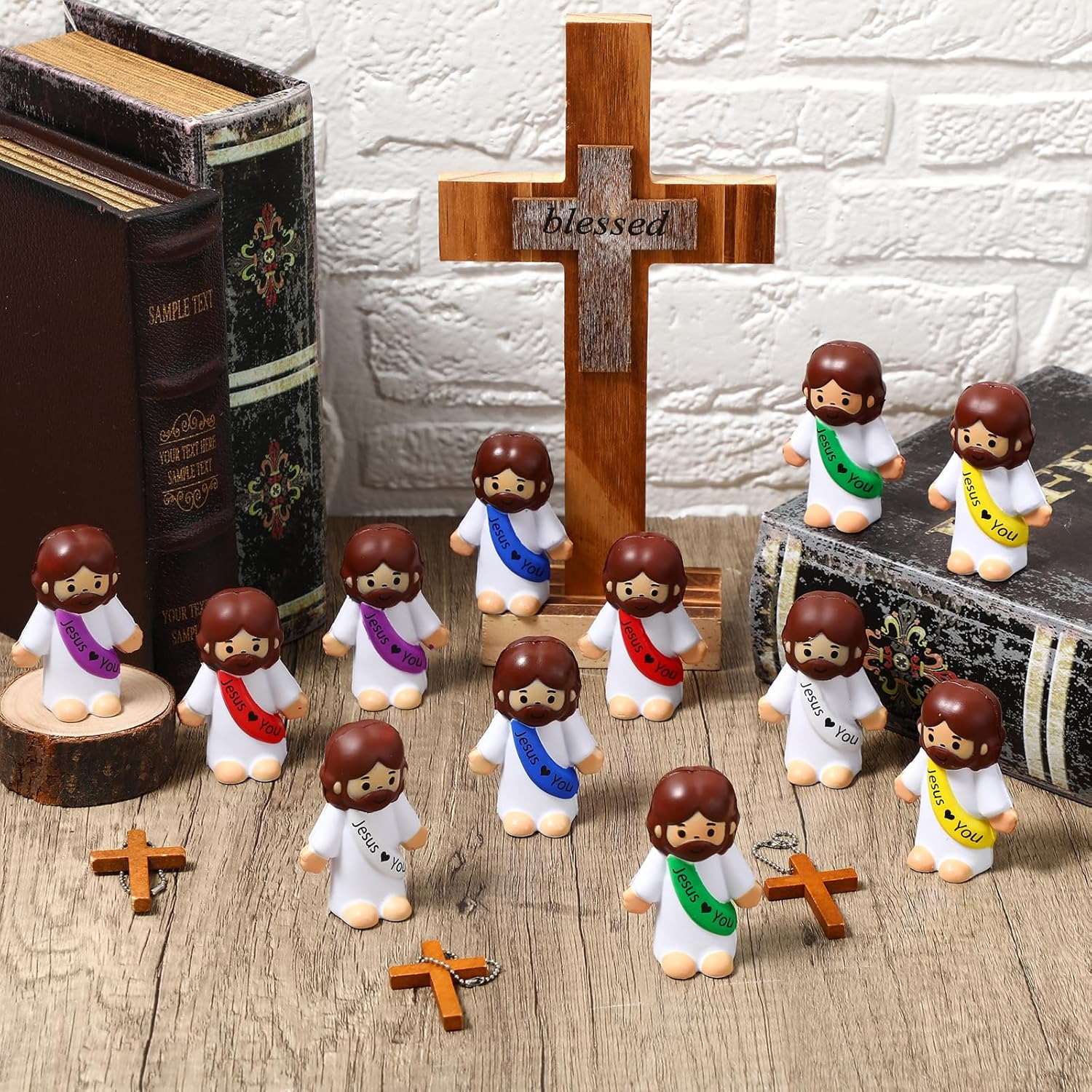 Shappy 12 Pcs Little Jesus Stress Relief Toys Jesus Love You PU Figures Bulk Pocket Stress Gifts for Adults Hide and Seek Christmas Christian Religious Easter Party Favors Sunday School Baptism Gifts