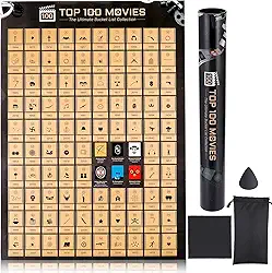 Pôster dos 100 melhores filmes - Desafio de pôster de filme arranhável - Presente para amantes de filmes, e dia dos namorados para ele ou ela