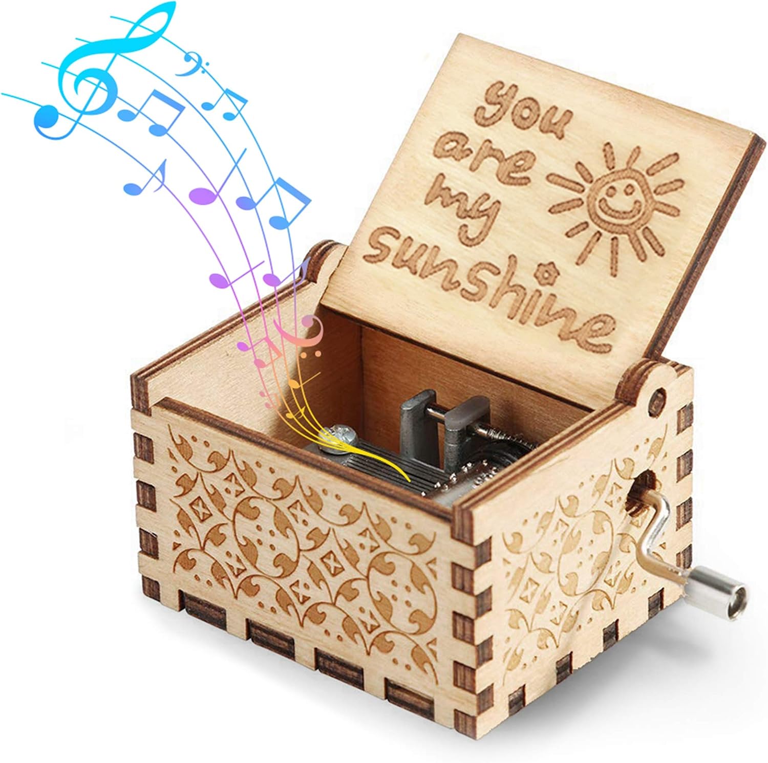 You Are My Sunshine Music Box Vintage Laser Engraved Wooden Music Box Gifts for Her, Gifts for Girlfriend Grandma Wife Mom for Birthday/Valentines Day/Mothers Day/Christmas Music Box