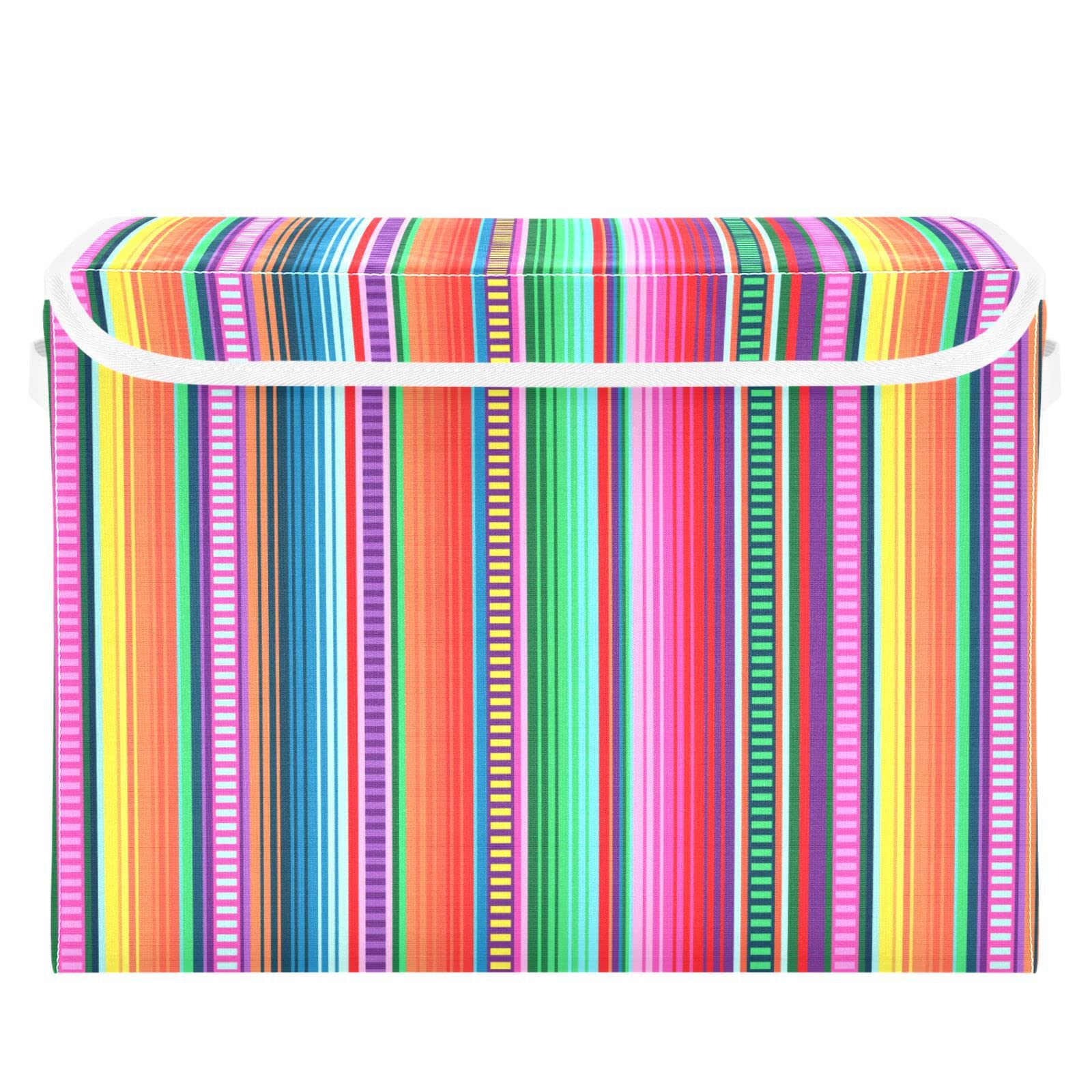 Gredecor Large Storage Basket Bins with Lid Enthic Mexican Blanket Stripes Serape Storage Boxes Organizer with Handle 16.5