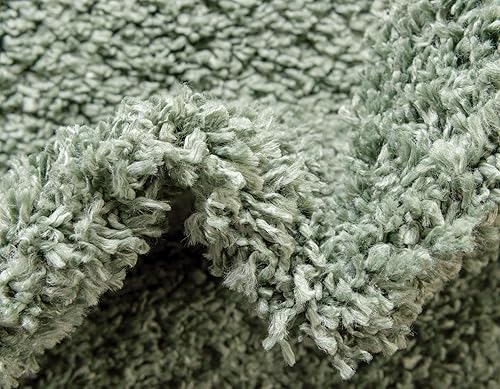 Miniatura 7 de Unique Loom Davos Shag Collection - Alfombra de área, color liso (3 pies 3 pulgadas, cuadrado, salvia)