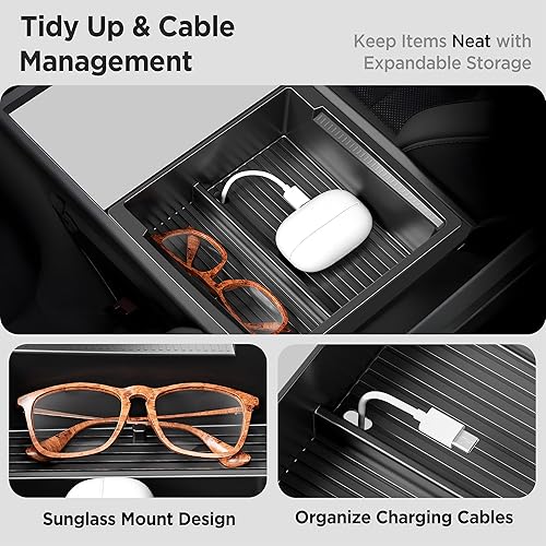 Miniatura 4 de Bandeja organizadora de consola central para Tesla Model Y Juniper Accesorios 2025 2026Para Tesla Model 3 Highland Accesorios 2024 2025 2026 Slide