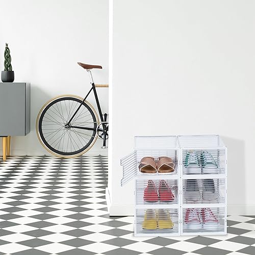 Miniatura 2 de Relaxdays Shoe Boxes, Set of 6, Stackable, Shoes up to Size 45, Air Vents, Foldable, Fully Transparent