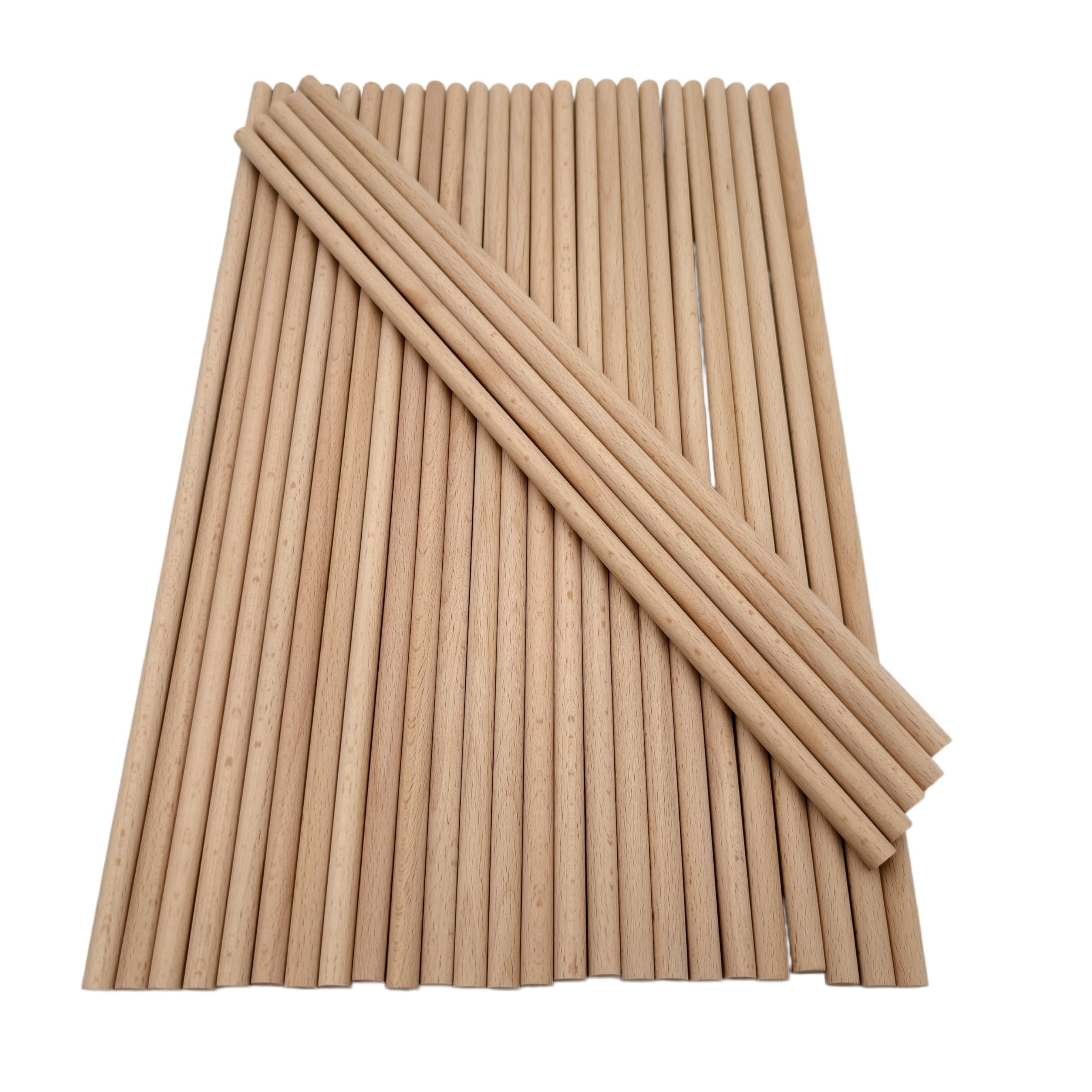 Beech Wooden Dowel Rod, 30PCS Unfinished Round Wood Sticks, Precut Hardwood Rods for Craft DIY, Wands, Flags and Home Decor (40 * 1CM)