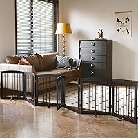 Vista 16 de Puertas independientes para mascotas con puerta de paso, valla interior para perros, puerta para perros para casa, escaleras, puerta extra ancha