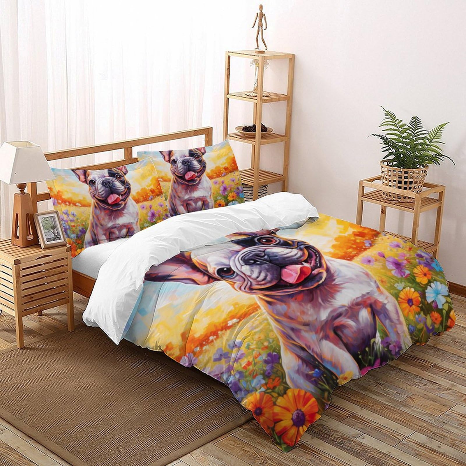 Housse de couette 260x220cm mignon chien, le cadeau parfait pour sublimer un lit d'adulte