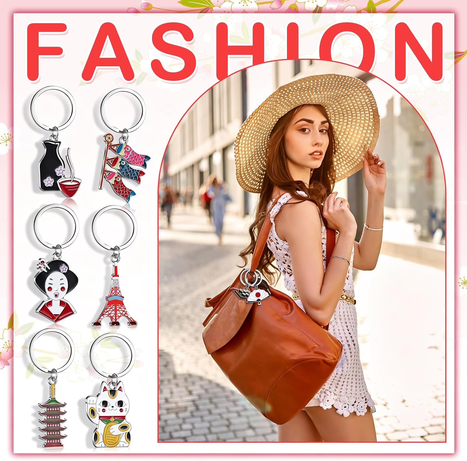 Landical 12 Pcs Japanese Keychains, Japan Travel Souvenir Gift