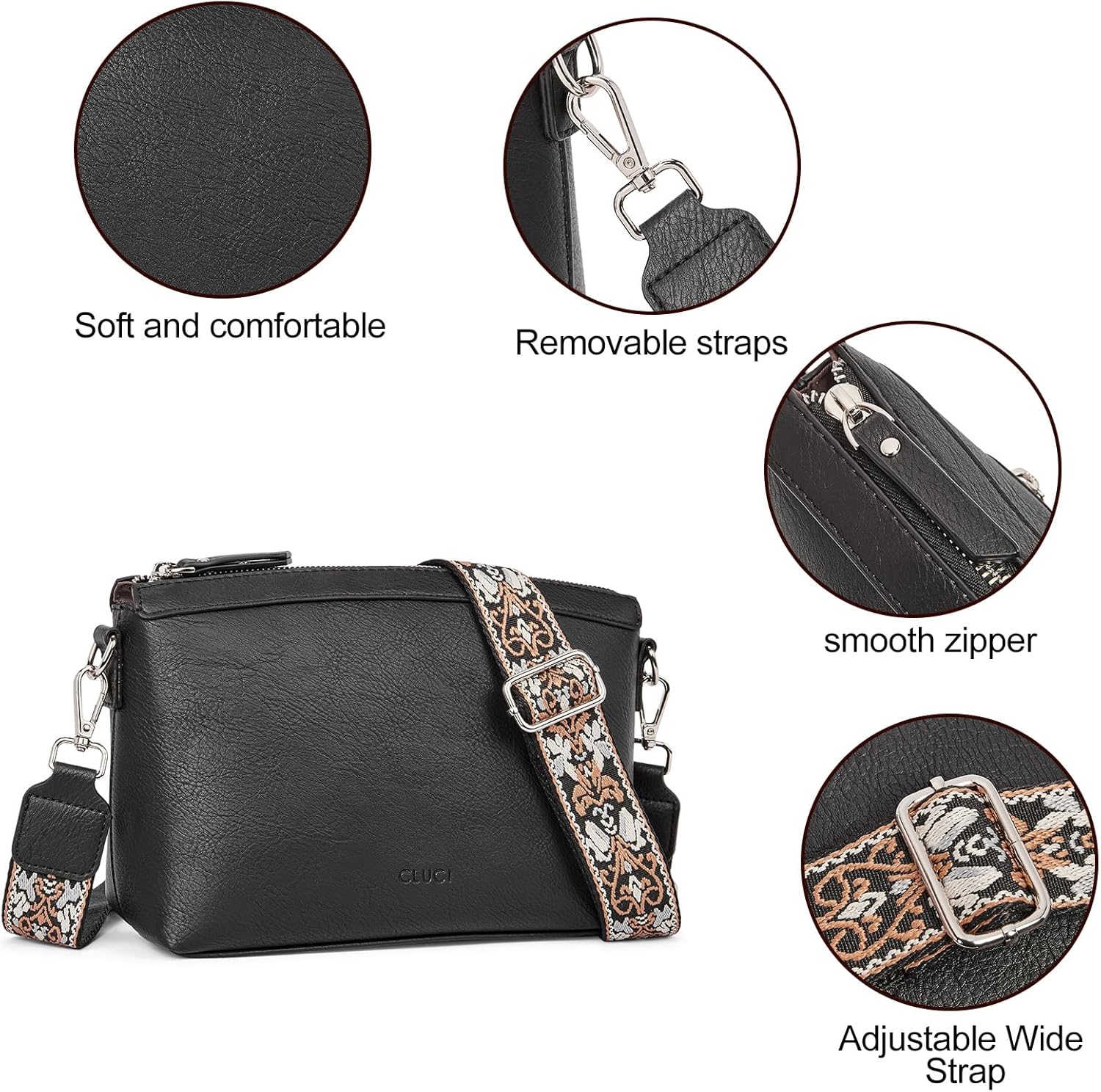 CLUCI Purses for Women Leather Crossbody Bags for Women Crossbody Purse Shoulder Bag for Women with Adjustable Strap - Image 4