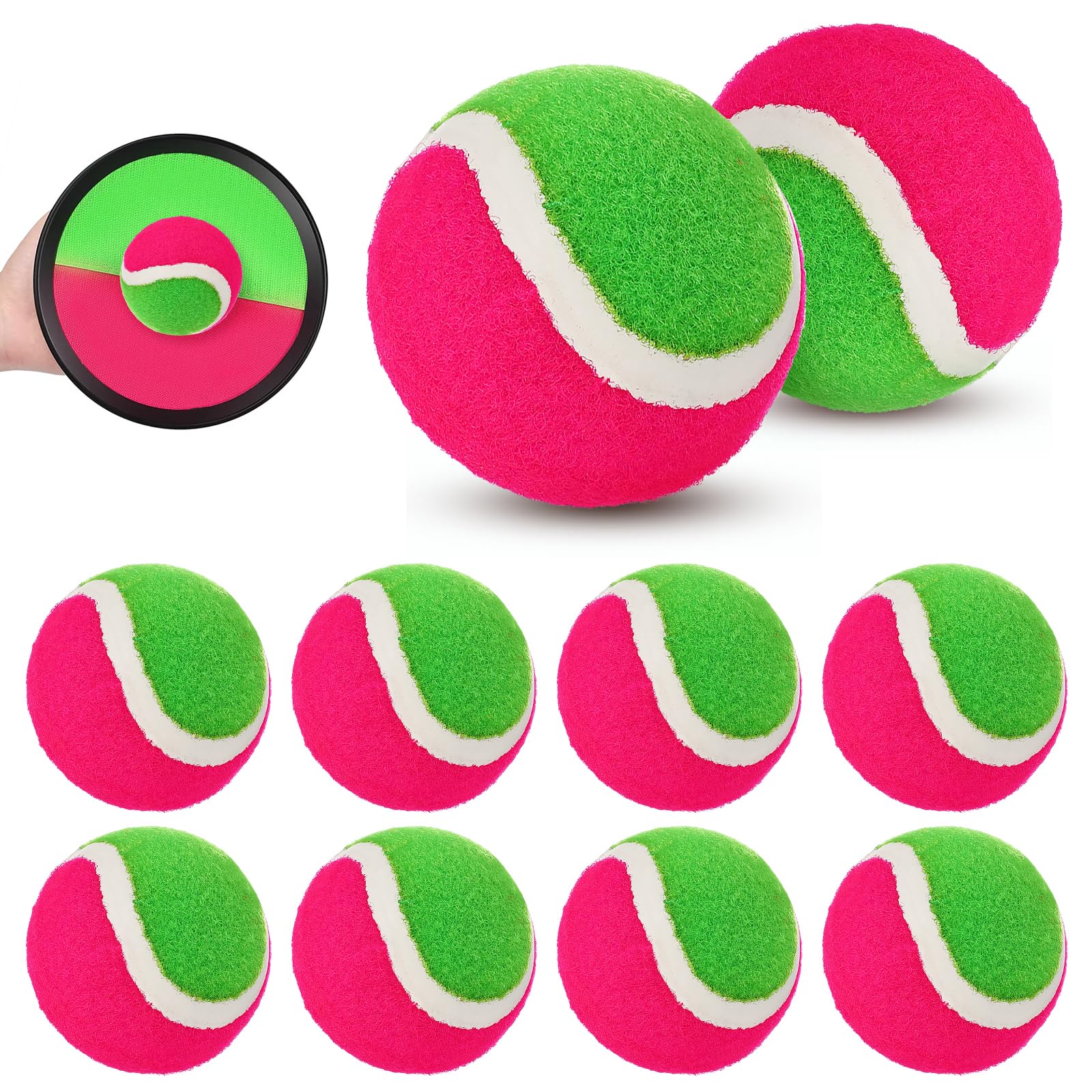 INOOMP 3 Pcs 2.5 Inch Replacement Sticky Balls Toss and Catch Ball Paddle Game Balls Outdoor Toys Sand Toys for Kids Children