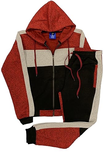 Royal Threads Canada Mens' Jogger Sweatsuit 2-Piece Color Block Sweat jacket Sweatpants Fleece suit, 4X-Large