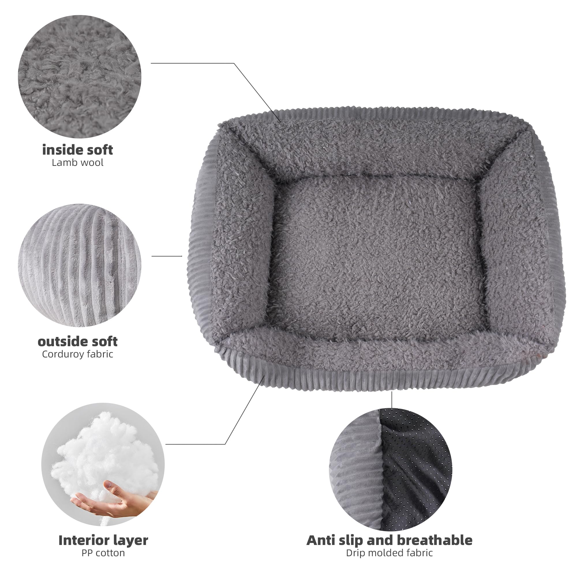 TWDEPART Sofá cama para perro, cama para cachorros, perros y gatos (gris, pequeño) (gris claro, L)