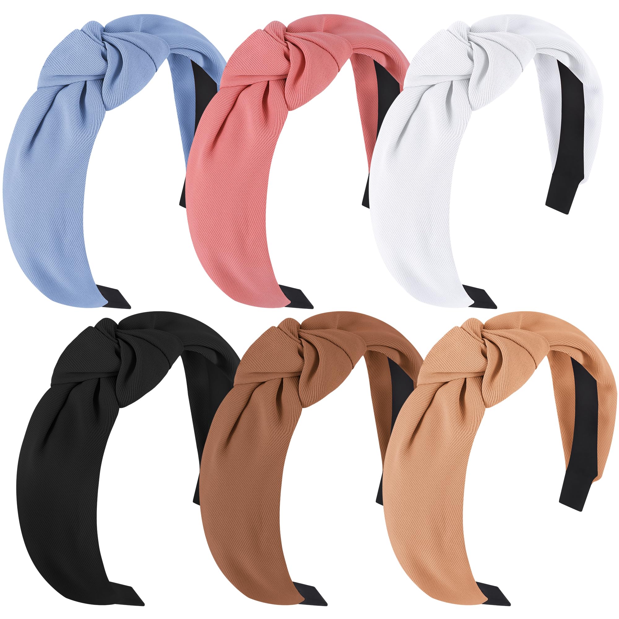 DiyJibb Stirnbänder für Damen und Mädchen – 6 Stück stilvolle Top geknotete Stirnbänder – geknotetes Stirnband für Frauen – Stirnbänder breites Haarband Haarschmuck