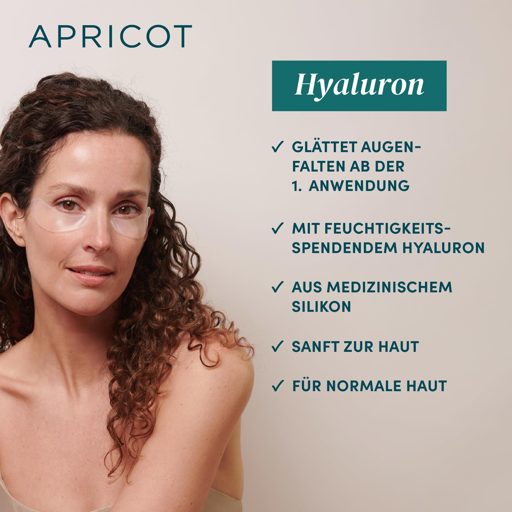 APRICOT Augenpads mit Hyaluron I bis zu 30x verwendbar I Anti-Aging Eye Pads "Me,Myself and Eye" I Mindert Augenfalten I Silikon Pads gegen Falten I Made in Germany