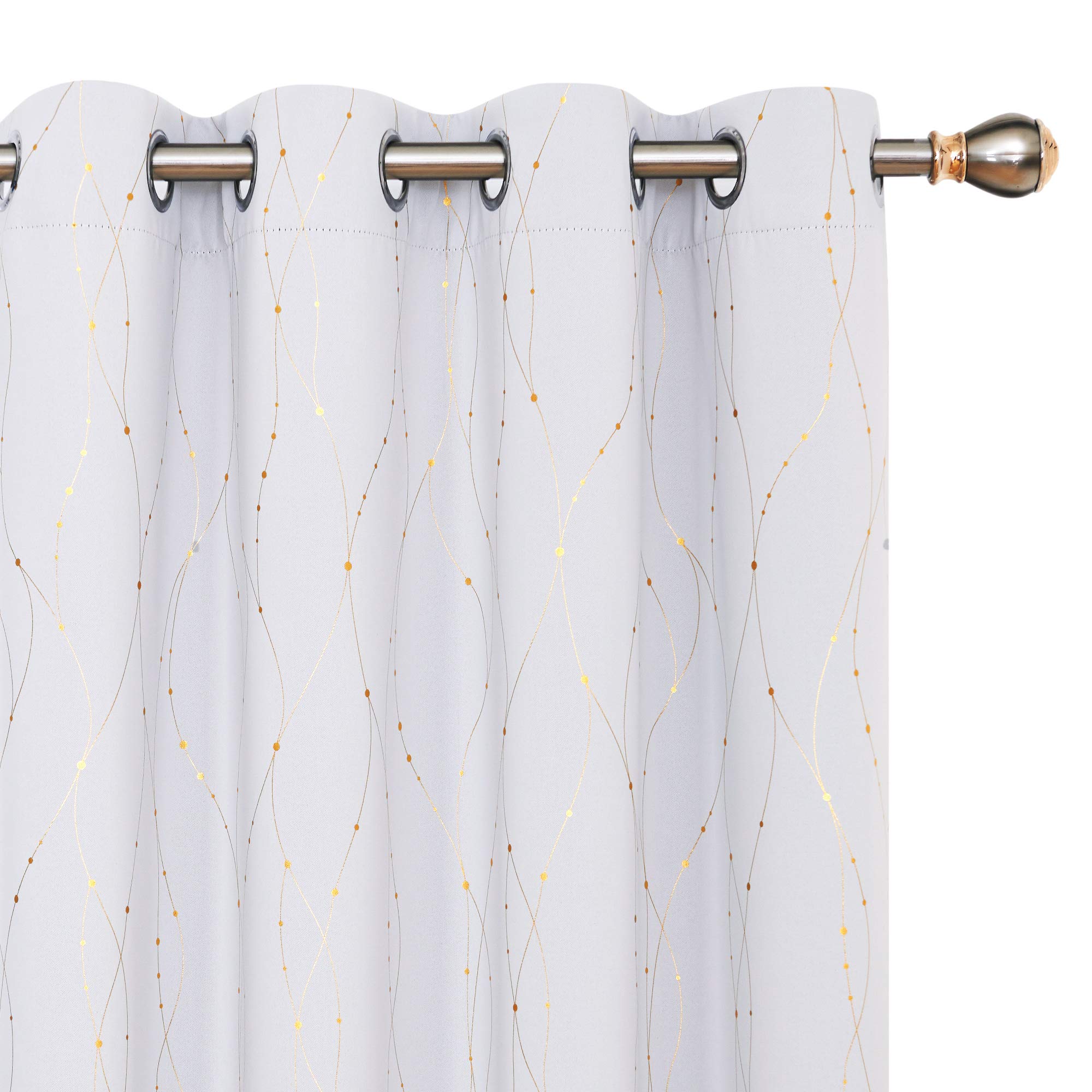 Deconovo Decorative Silver Dotted Line Foil Printed Blackout Curtains Thermal Insulated Curtains Eyelet Curtains for Baby Nursery 52 x 54 Inch Light Grey 2 Panels — view 66