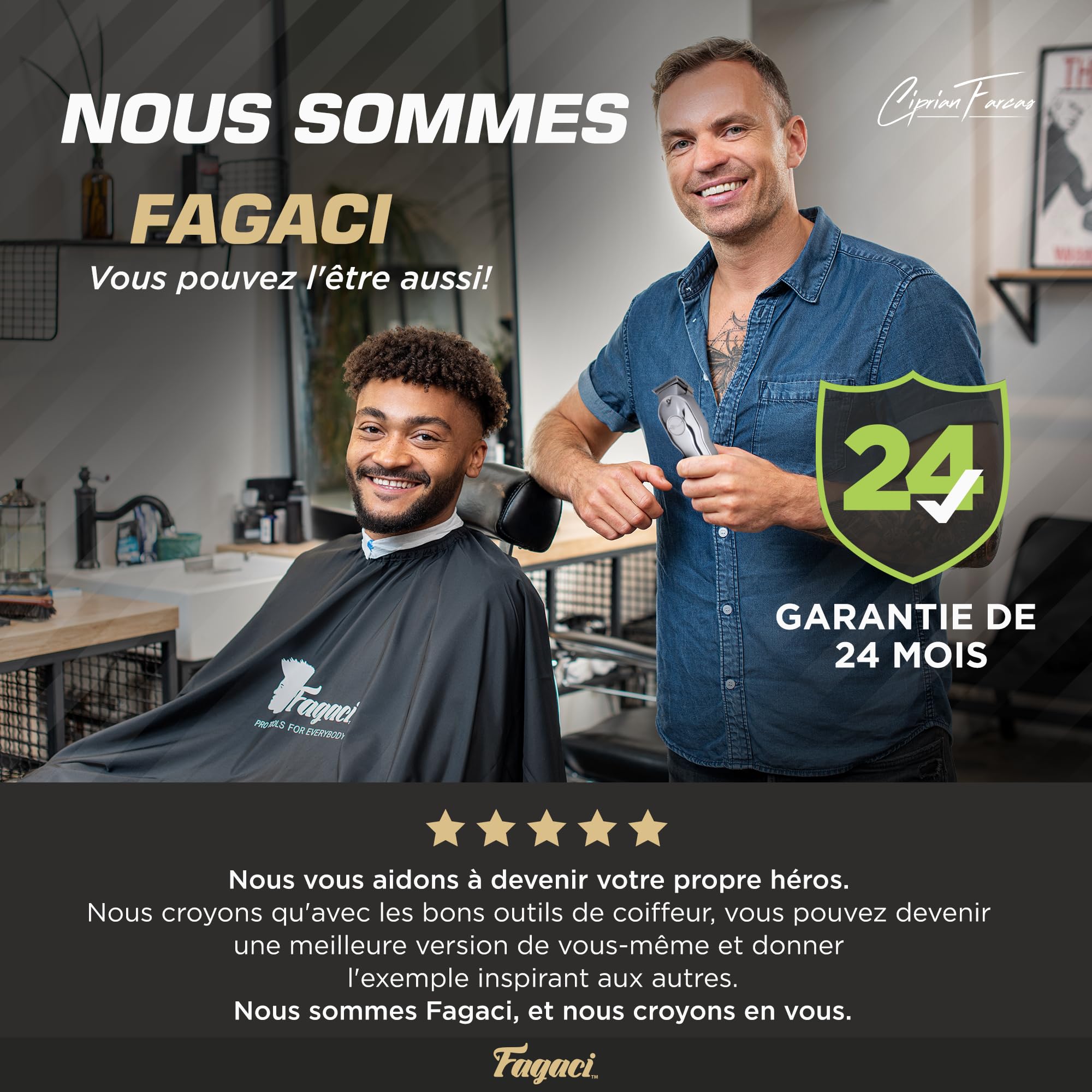 Fagaci Tondeuse à Cheveux Électrique Professionnelle Sans Fil Hommes