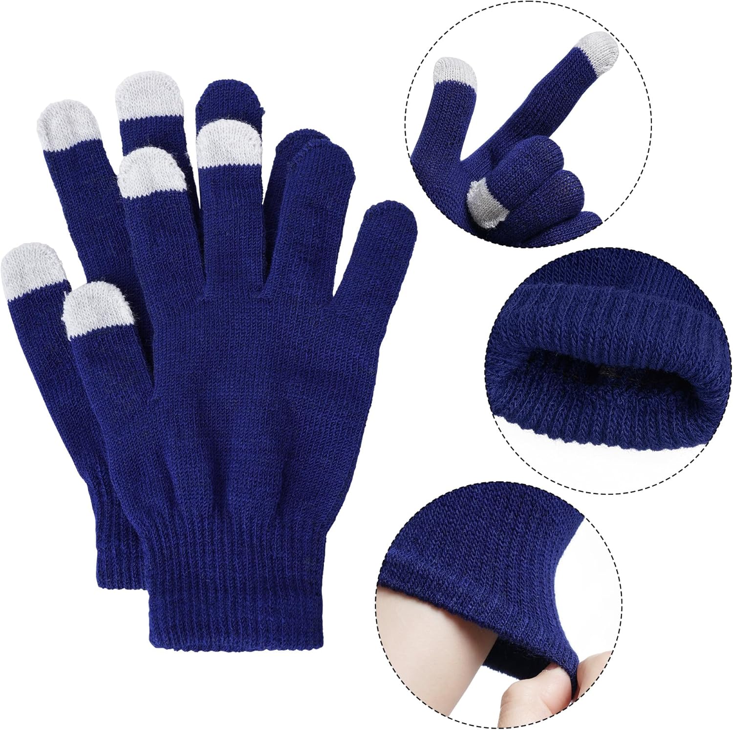 24 Pairs Winter Gloves Touch Magic Screen Gloves Stretchy Knit Cotton Gloves Bulk For Men Women Homeless Cold Weather - Image 3