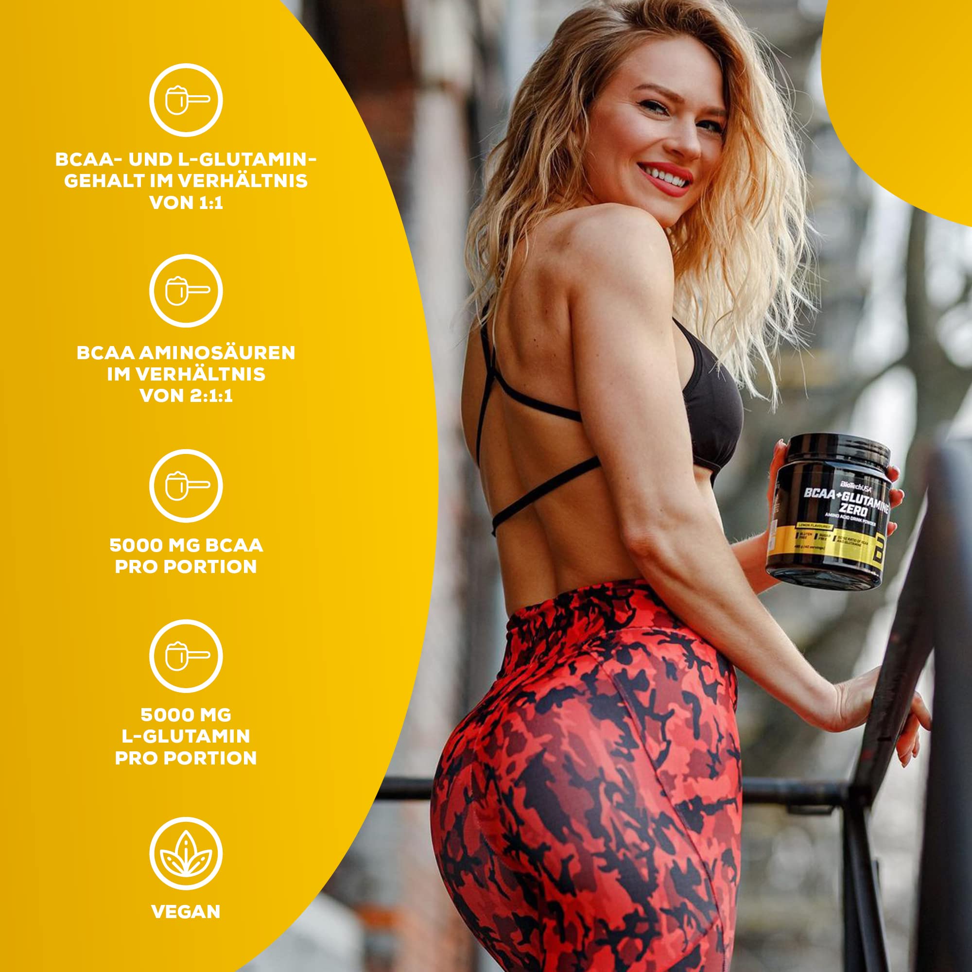 BioTechUSA BCAA+Glutamine Zero | BCAA mit L-Glutamin im Verhältnis 1:1