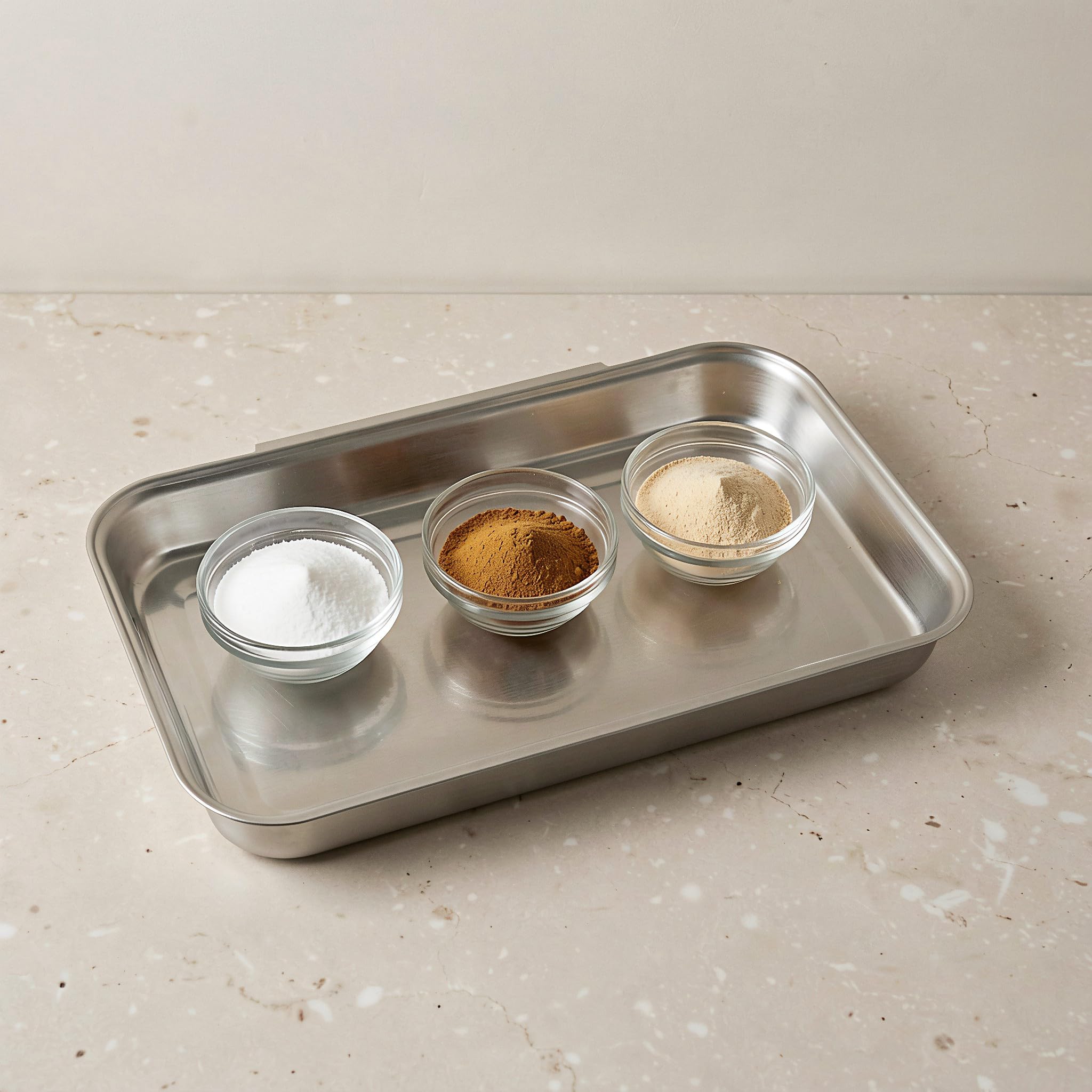 INOOMP Lot de 3 plateaux à paner en acier inoxydable, bacs de préparation