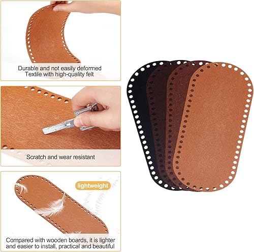 Miniatura 4 de PH PandaHall Cesta inferior de fieltro de 4 colores, 8 unidades, 9.8 x 3.9 pulgadas, base de tela ovalada en blanco para canasta de bricolaje,