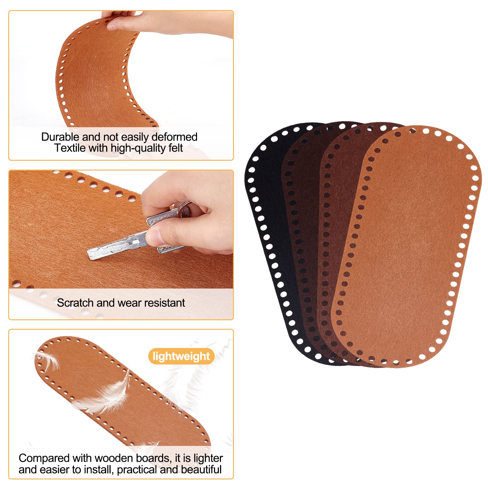 Fondi Per Borse In Feltro PandaHall - Set 8 Pezzi Rettangolari 25x12cm Per Borse All'uncinetto E Cestini Fai Da Te