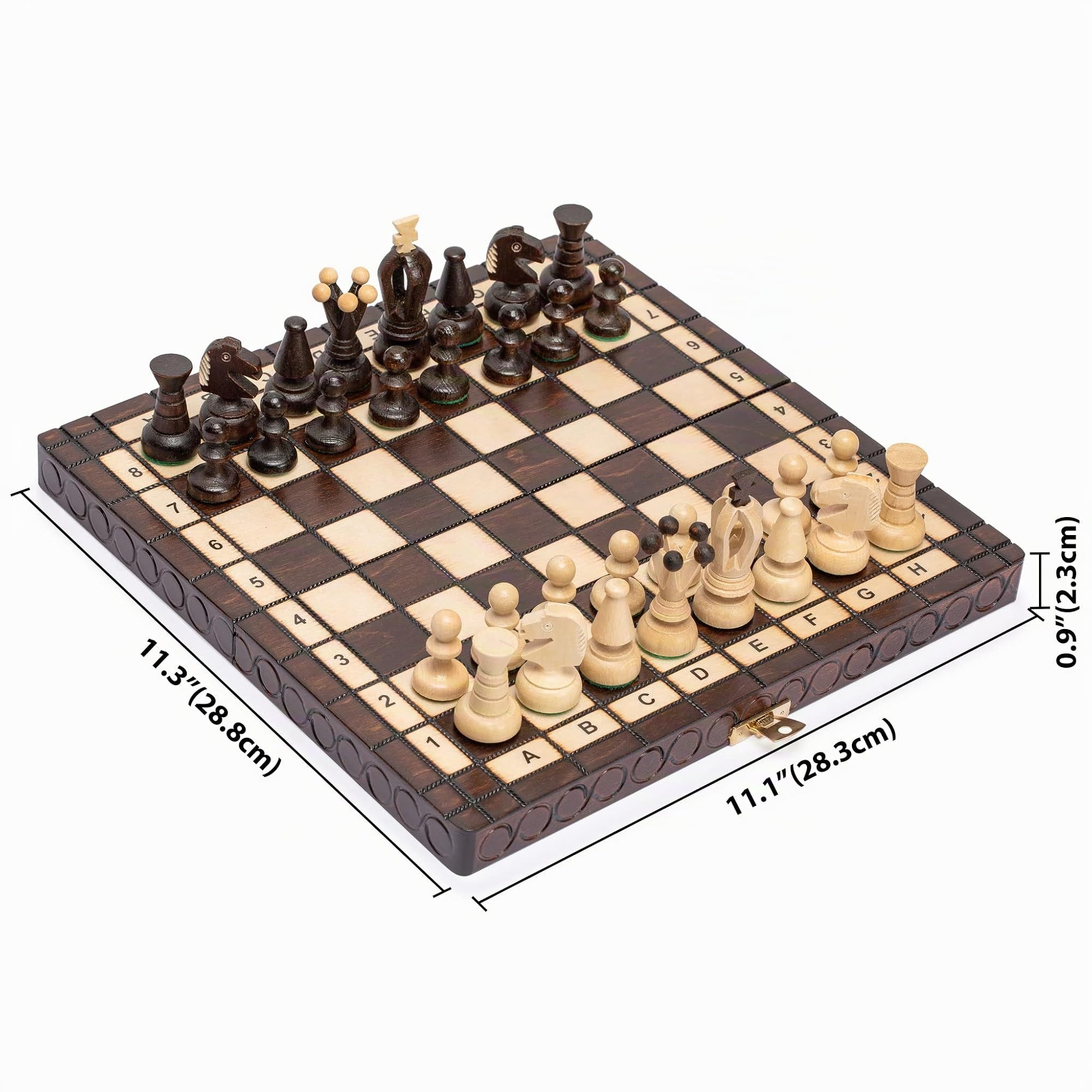 Husaria Européen International Jeu d'échecs en Bois, "King's Classic" - Ensemble de Jeu d'échecs de Petite Taille de 28,8 centimètres